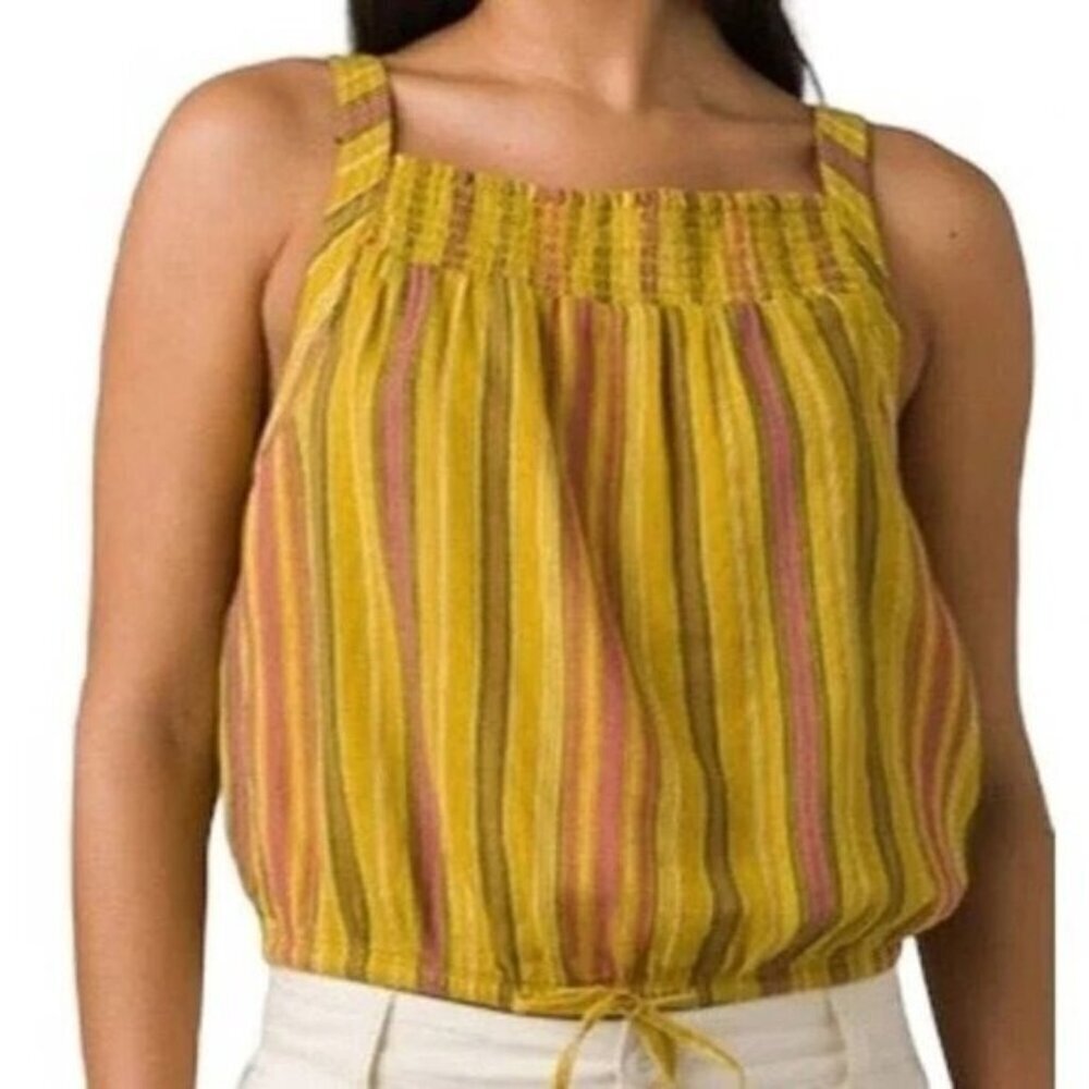 prAna Little Palm Cami in Leapfrog Stripe Drawstring Top Size Medium NWT